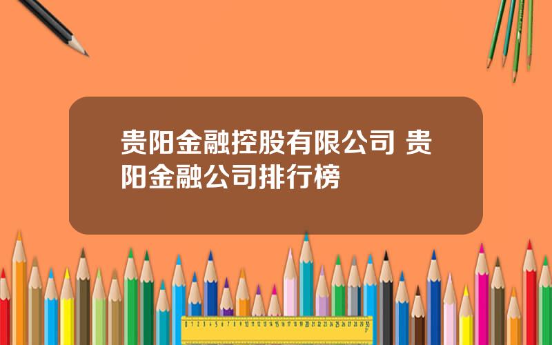 贵阳金融控股有限公司 贵阳金融公司排行榜